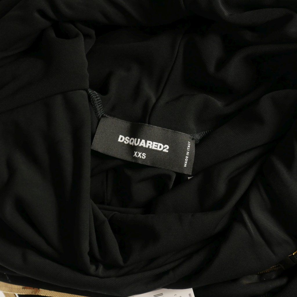  ディースクエアード 23 AW バックオープン ミニワンピース ドレス 長袖 XXS ブラック 黒 正規 長袖 七分袖 ミニワンピース