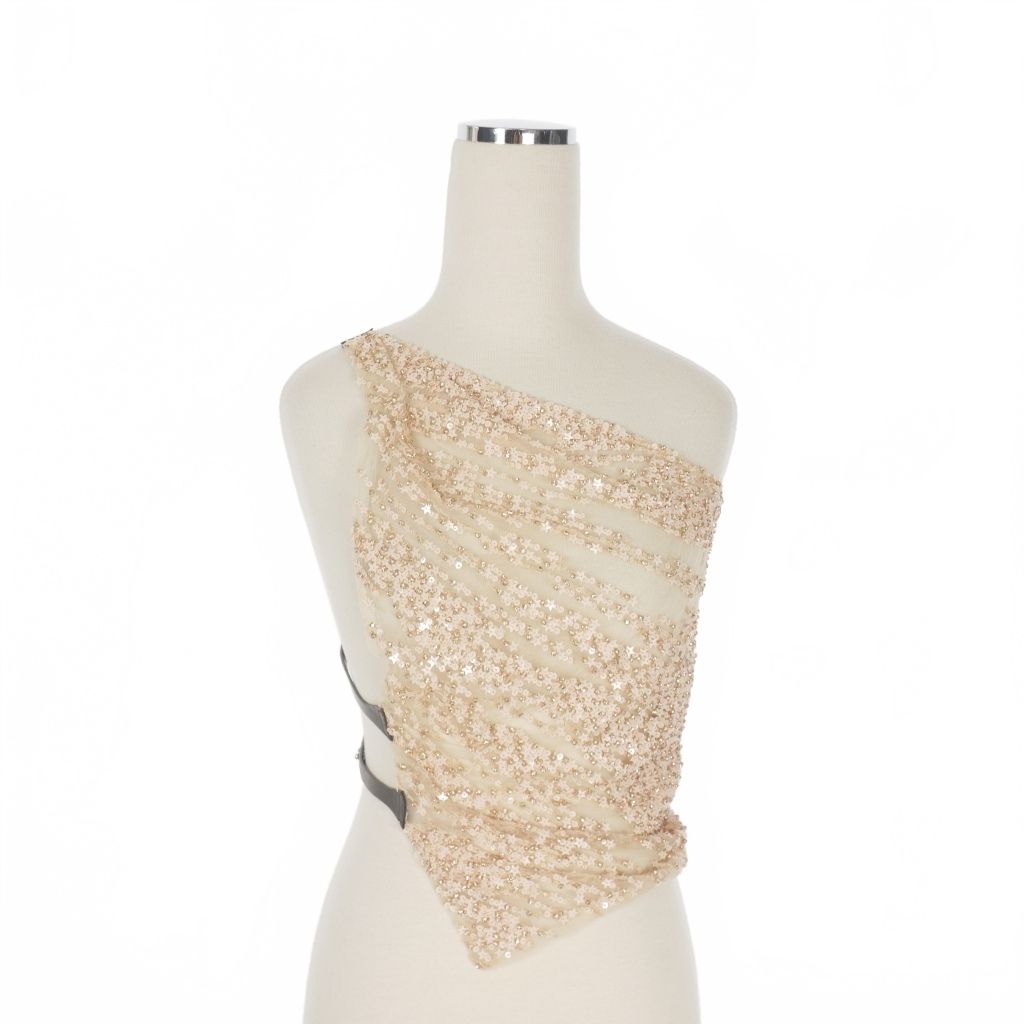 ディースクエアード DSQUARED2 23AW Halter Embroidered Top サイドベルト ワンショルダートップス 38 ベージュ S72NC1041 正規