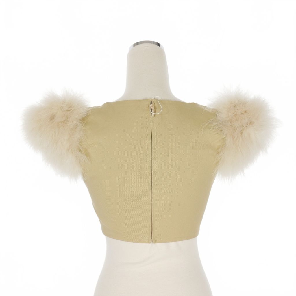 ディースクエアード DSQUARED2 23AW Feather Goth Bra Top ショート丈トップス 半袖 36 ベージュ S72NC1050 正規