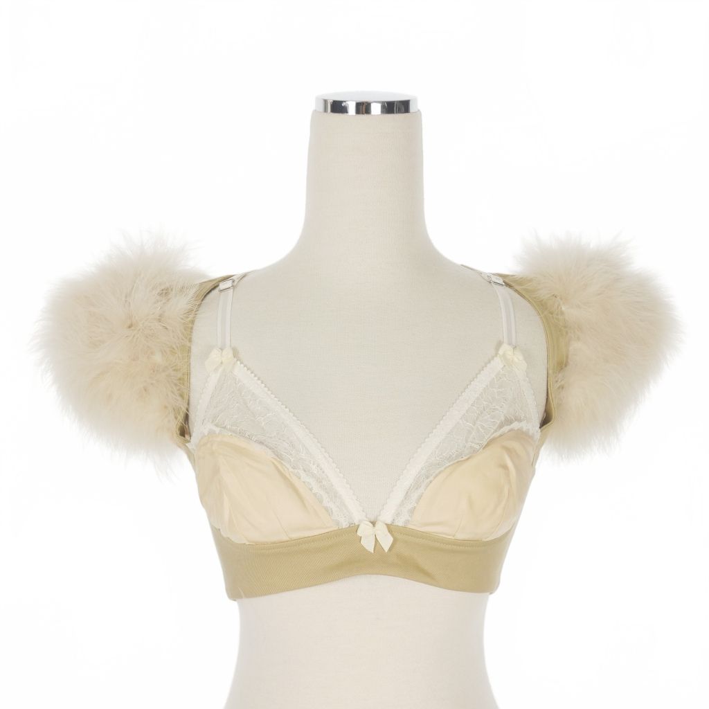 ディースクエアード DSQUARED2 23AW Feather Goth Bra Top ショート丈トップス 半袖 36 ベージュ S72NC1050 正規