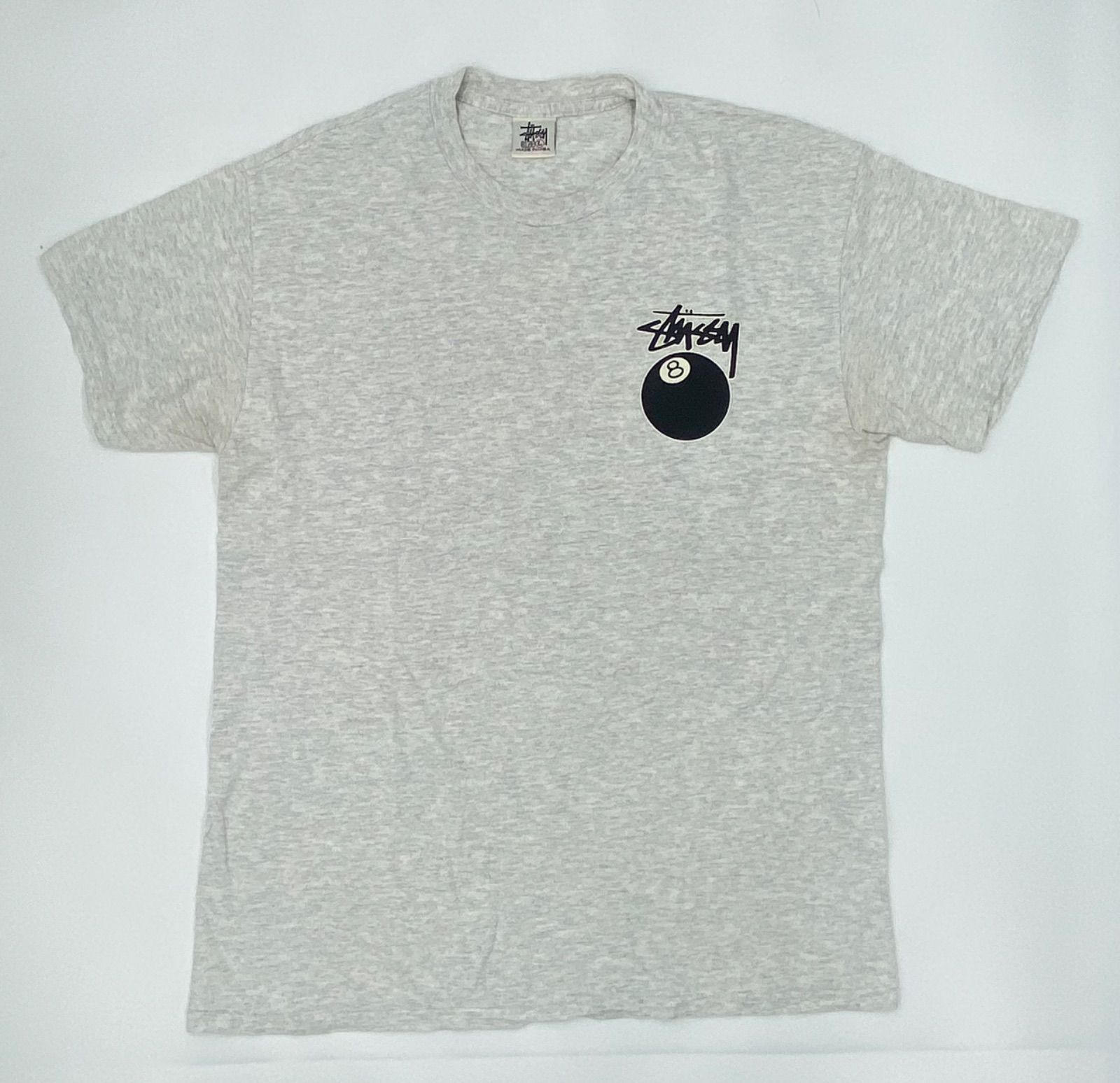 OLD STUSSY 90s 白タグ USA製 L 薄グレー 8ボール Tシャツ オールド