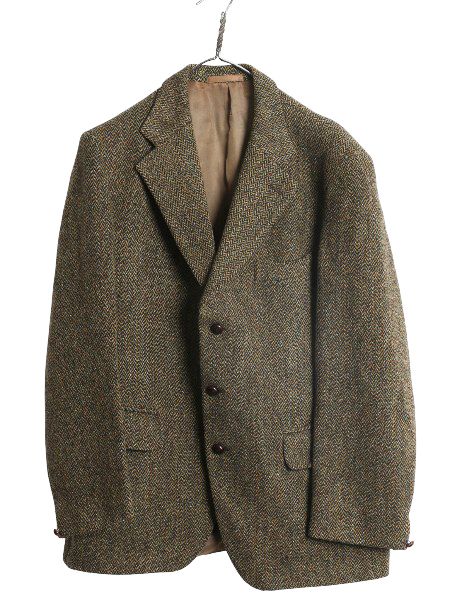 な ! 70 s DUNN Co ハリスツイード テーラード ジャケット メンズ XL 古着 旧タグ ヴィンテージ ブレザー ダン社 イギリス製 厚手 ヘビーウェイト