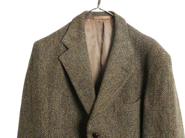 なクーポン配布中! 70s DUNN-Co ハリスツイード テーラード ジャケット メンズ XL 古着 旧タグ ヴィンテージ ブレザー ダン社 イギリス製 厚手 ヘビーウェイト