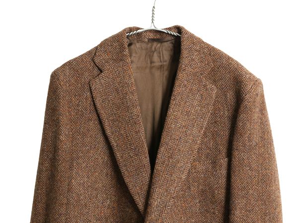 なクーポン配布中! 70s ハリスツイード テーラード ジャケット メンズ XL 程 ヴィンテージ ブレザー ツイード ウール マルチ ヘリンボーン 大きいサイズ