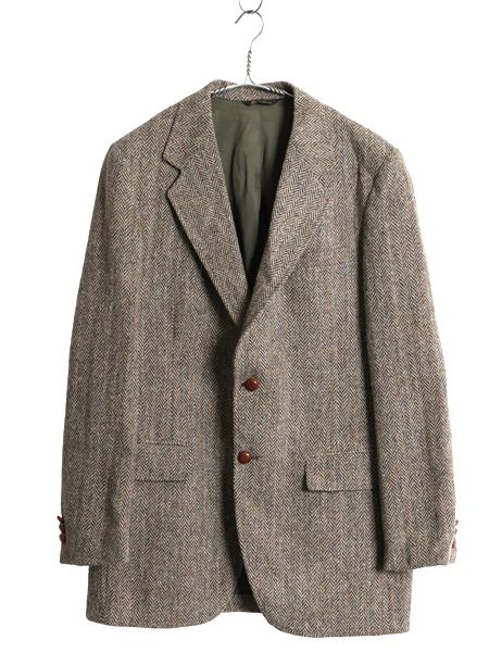 なクーポン配布中! 80s ハリスツイード テーラード ジャケット メンズ M 程 ヴィンテージ ブレザー ウール ツイード ヘリンボーン