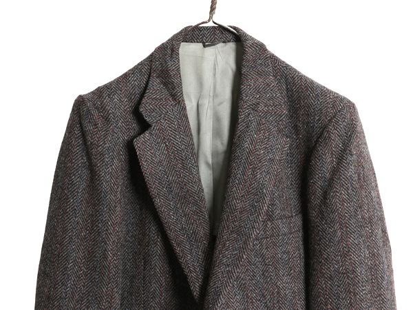 なクーポン配布中! 80s JCPENNY STAFFORD ハリスツイード テーラード ジャケット メンズ M 程 古着 ヴィンテージ ブレザー ウール ツイード ストライプ