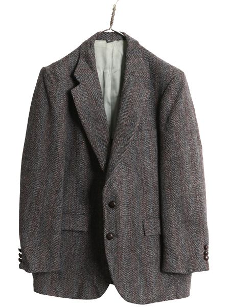 なクーポン配布中! 80s JCPENNY STAFFORD ハリスツイード テーラード ジャケット メンズ M 程 古着 ヴィンテージ ブレザー ウール ツイード ストライプ