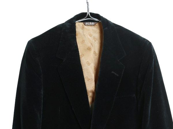 なクーポン配布中! 80s BILL BLASS ベロア テーラード ジャケット メンズ M 程 ヴィンテージ ブレザー カジュアル トラッド 黒