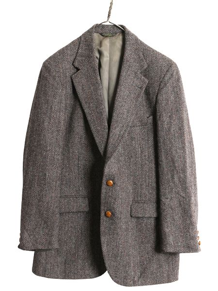 な ! 80 s ハリスツイード テーラード ジャケット メンズ L ヴィンテージ ブレザー ウール ツイード トラッド ヘリンボーン マルチ