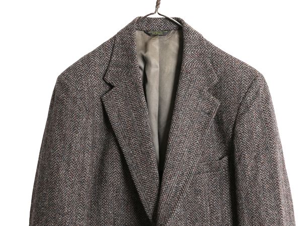 なクーポン配布中! 80s ハリスツイード テーラード ジャケット メンズ L ヴィンテージ ブレザー ウール ツイード トラッド ヘリンボーン マルチ