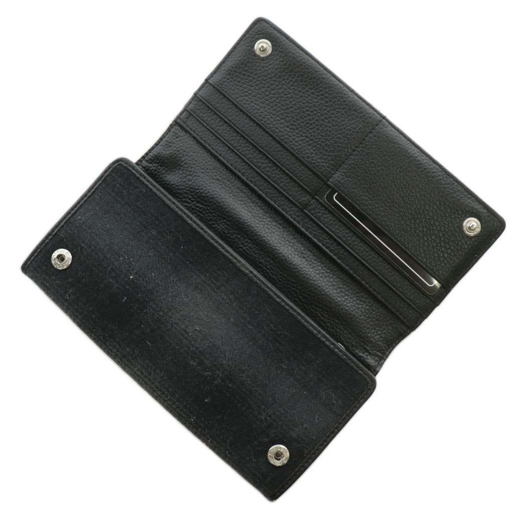 ロエン Roen 長財布 二つ折り ウール レザー スカル パッチ 黒