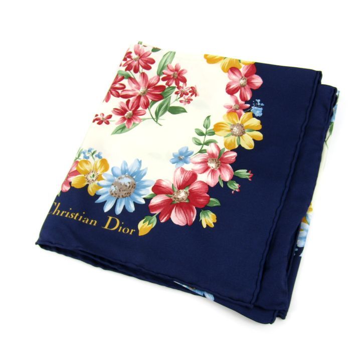 ディオール スカーフ シルク 花柄 ブランド レディース ネイビー Dior