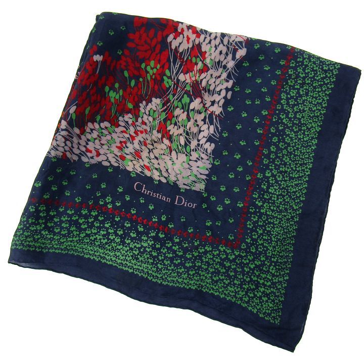 ディオール スカーフ 花柄 ブランド レディース ネイビー Dior 【中古