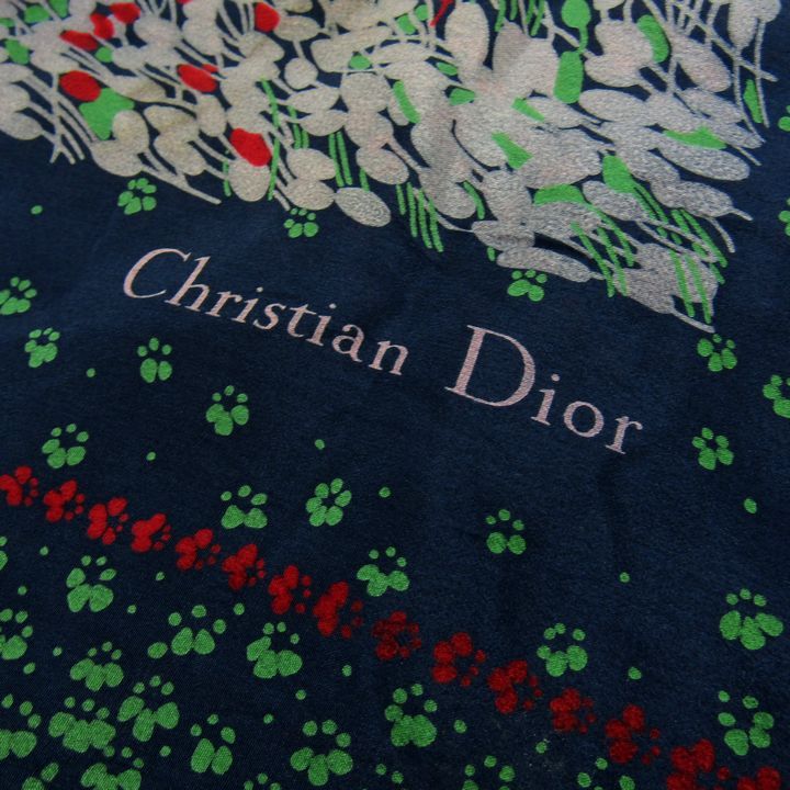 ディオール スカーフ 花柄 ブランド レディース ネイビー Dior 【中古