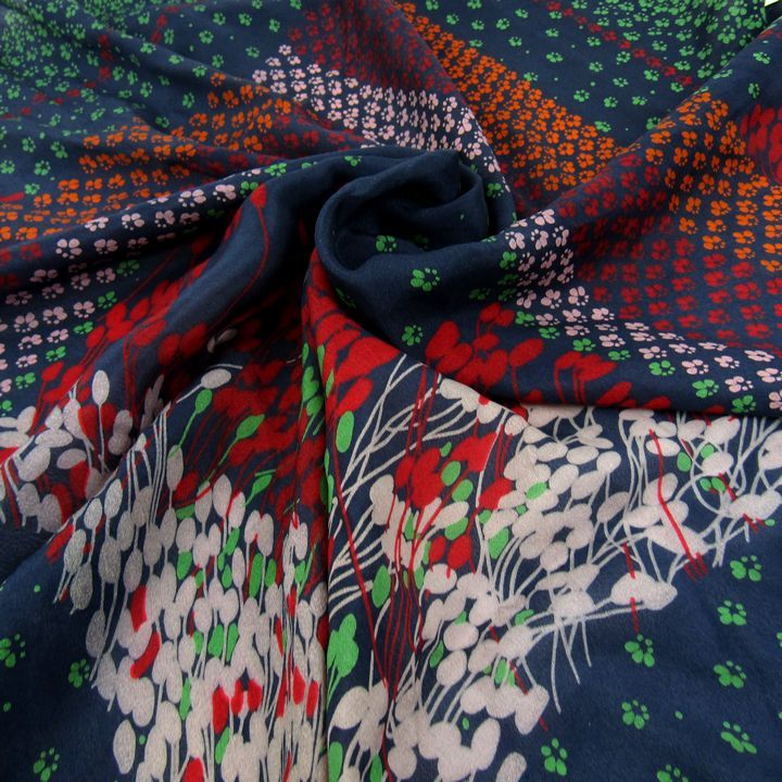 Dior 花柄スカーフ ネイビー・ベージュ クリスチャンディオール Christian Dior スカーフ 花柄 ネイビー