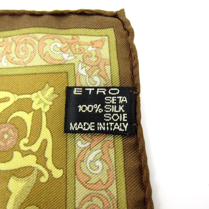 エトロ スカーフ シルク イタリア製 ペイズリー ブランド メンズ ブラウン ETRO