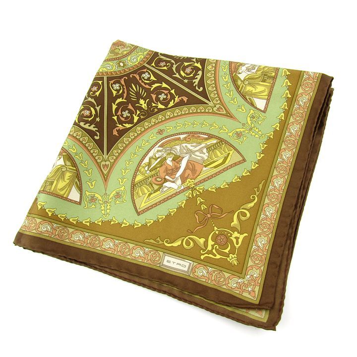 エトロ スカーフ シルク イタリア製 ペイズリー ブランド メンズ ブラウン ETRO