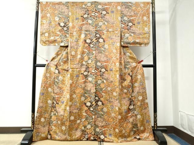 平和屋着物 上質な小紋 辻が花 絞り 金彩 正絹 yc