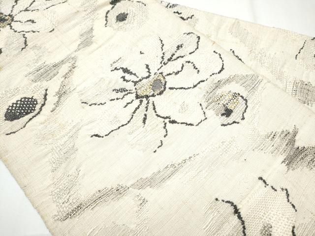 平和屋着物 八寸名古屋帯 紬地 舞花文 金糸 正絹 hy