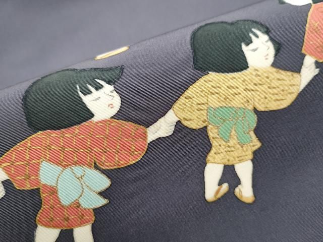  平和屋着物 塩瀬 九寸名古屋帯 童子遊び 金彩 正絹 hy 名古屋帯 帯