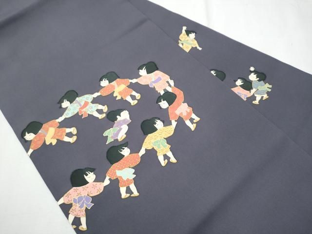 平和屋着物 塩瀬 九寸名古屋帯 童子遊び 金彩 正絹 hy