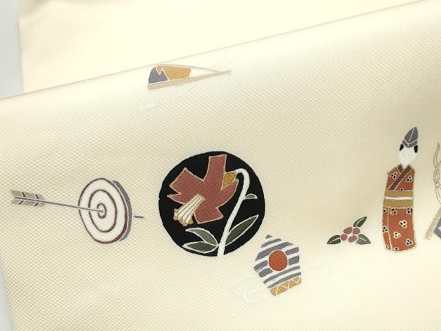  平和屋着物 塩瀬 九寸名古屋帯 玩具文 金彩 正絹 hy 名古屋帯 帯