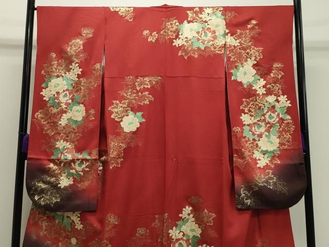 平和屋着物 豪華振袖 牡丹花文 暈し染め 金彩 正絹 gh