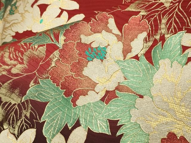  平和屋着物 豪華振袖 牡丹花文 暈し染め 金彩 正絹 gh 振袖 着物