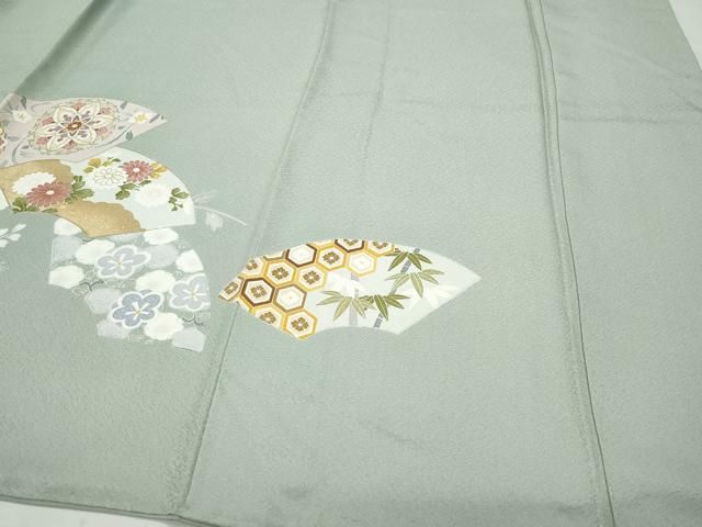 平和屋着物●豪華色留袖　駒刺繍　地紙飛鶴草花文　金彩　正絹　逸品　CAAZ0911vf 平和屋着物○豪華色留袖 駒刺繍 地紙鳳凰草花文 金彩 正絹 逸品