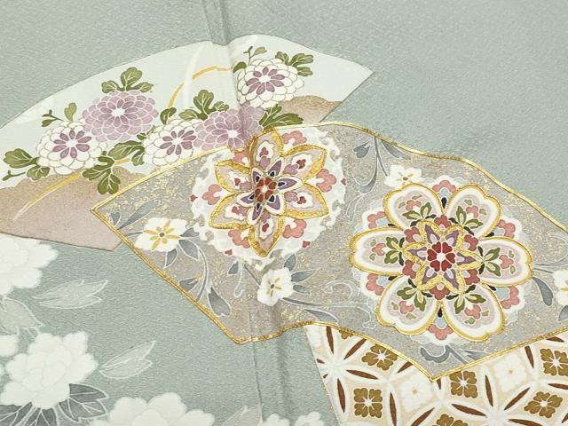 平和屋着物○豪華色留袖 駒刺繍 地紙鳳凰草花文 金彩 正絹 逸品