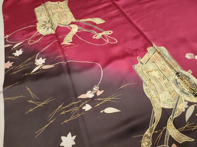  平和屋着物 豪華振袖 御所車吹き寄せ文 暈し染め 金銀彩 正絹 gh 振袖 着物
