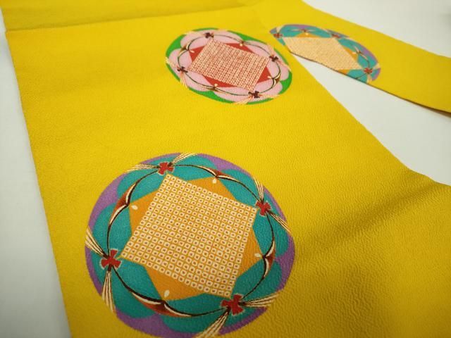 平和屋着物 九寸名古屋帯 型染 鹿の子丸文 鬼しぼ縮緬 正絹 ps