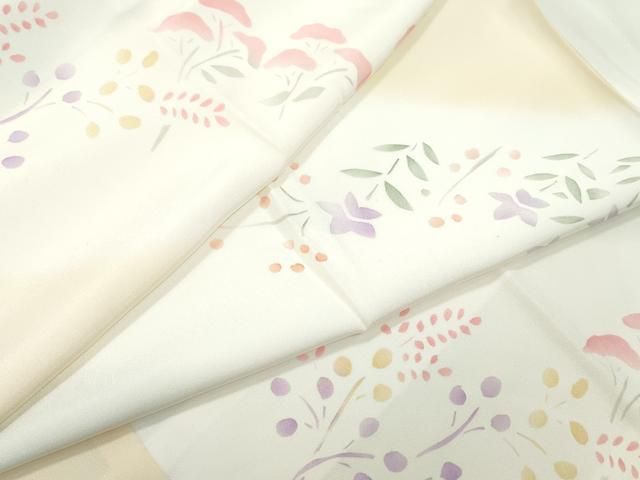 平和屋着物 長襦袢 無双仕立て 手描き 草花文 正絹 vf