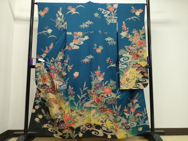 平和屋着物 豪華振袖 紅型 流水鴛鴦花文 暈し染め 正絹 gh