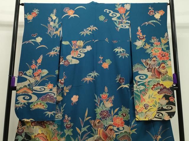 平和屋着物 豪華振袖 紅型 流水鴛鴦花文 暈し染め 正絹 gh