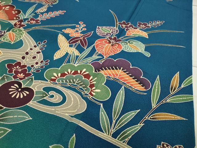 流水鴛鴦花文 暈し染め