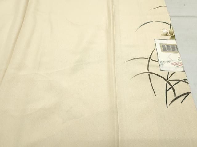  平和屋着物 豪華色留袖 作家物 駒刺繍 屏風鹿草花文 金彩 正絹 vf 黒留袖 着物