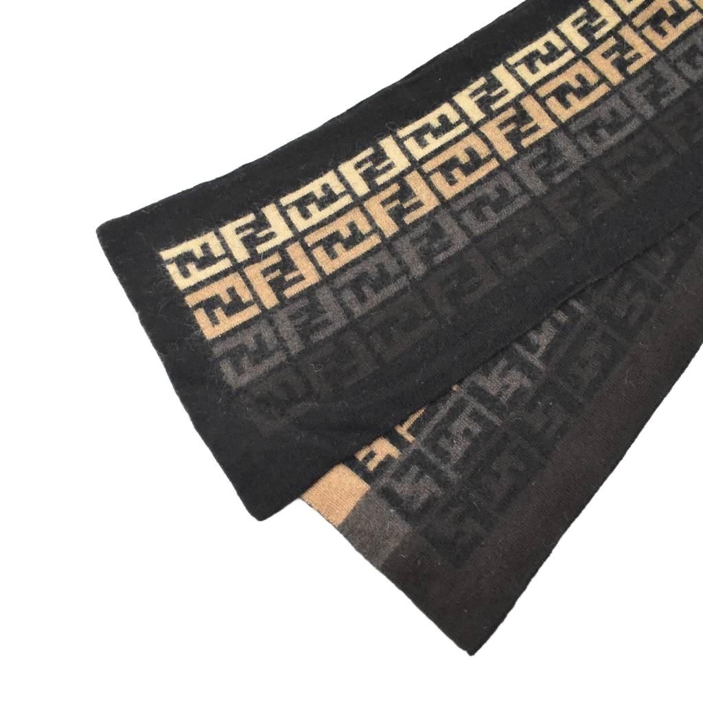 フェンディ FENDI マフラー ズッカ柄 ウール 茶 ブラウン