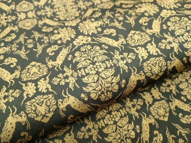 山羊花卉文錦 正絹