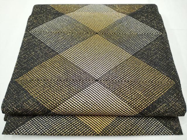 平和屋着物○八寸名古屋帯 組織 菱文 金銀糸 正絹 逸品 CAAZ4079hy