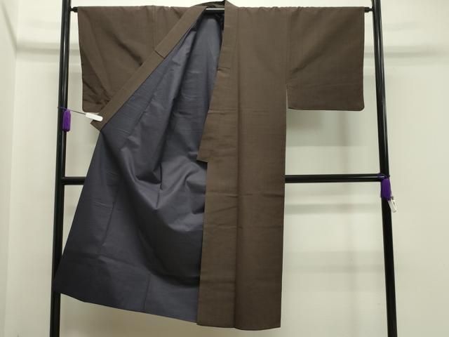 平和屋着物 男性 紬 アンサンブル 赤墨色 正絹 CAAY8179gh