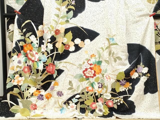 平和屋着物 豪華振袖 長襦袢セット 駒刺繍 草花文 金彩 伊勢丹扱い 正絹 vf
