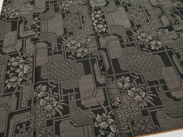平和屋着物○本場大島紬 7マルキ 吉祥花文 正絹 逸品 CAAZ1099vf