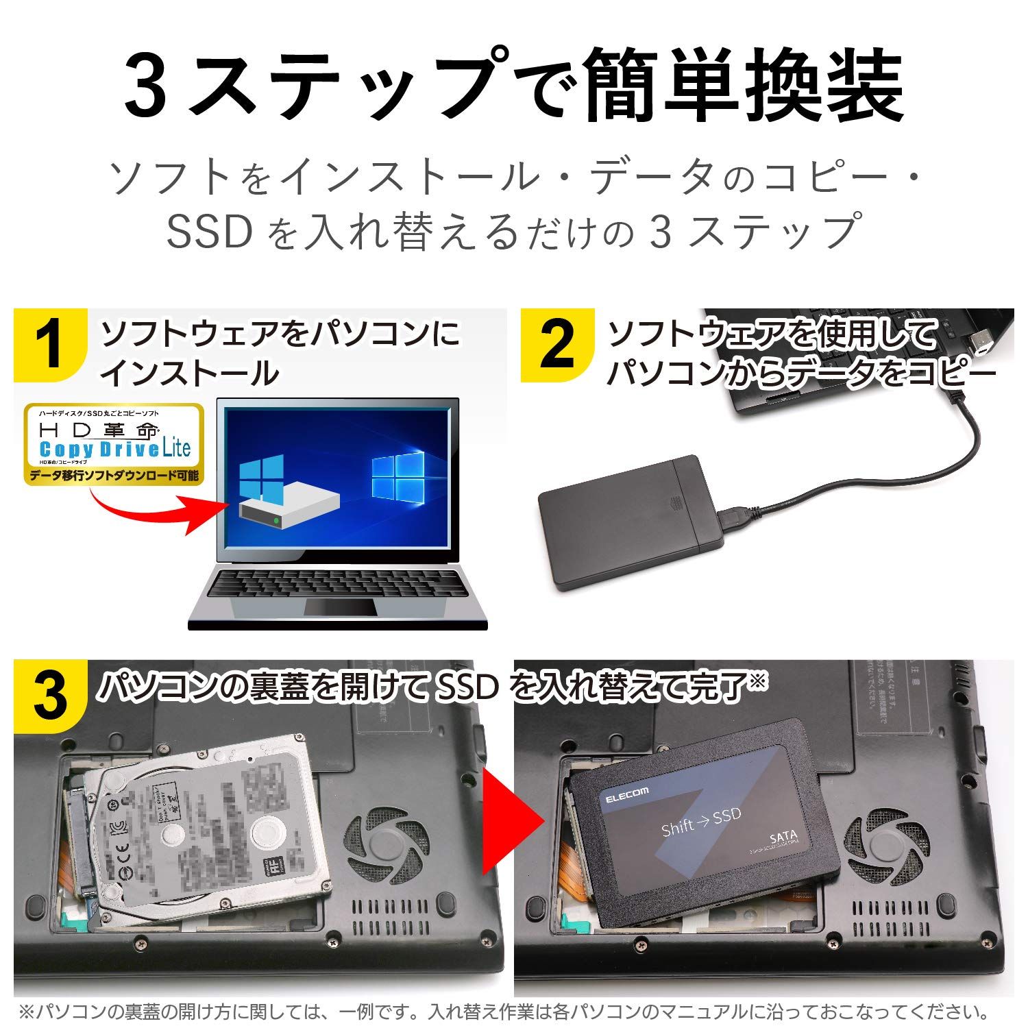 エレコム 内蔵SSD 480 GB 2 5インチ SATA 3 0 HDDケース付 データ移行ソフト HD革命 Copy Drive Lite付 ESD IB 0480 G