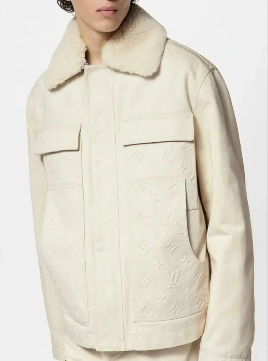 Louis Vuitton モノグラム ワークウェア Shearling デニム ジャケット 44サイズ