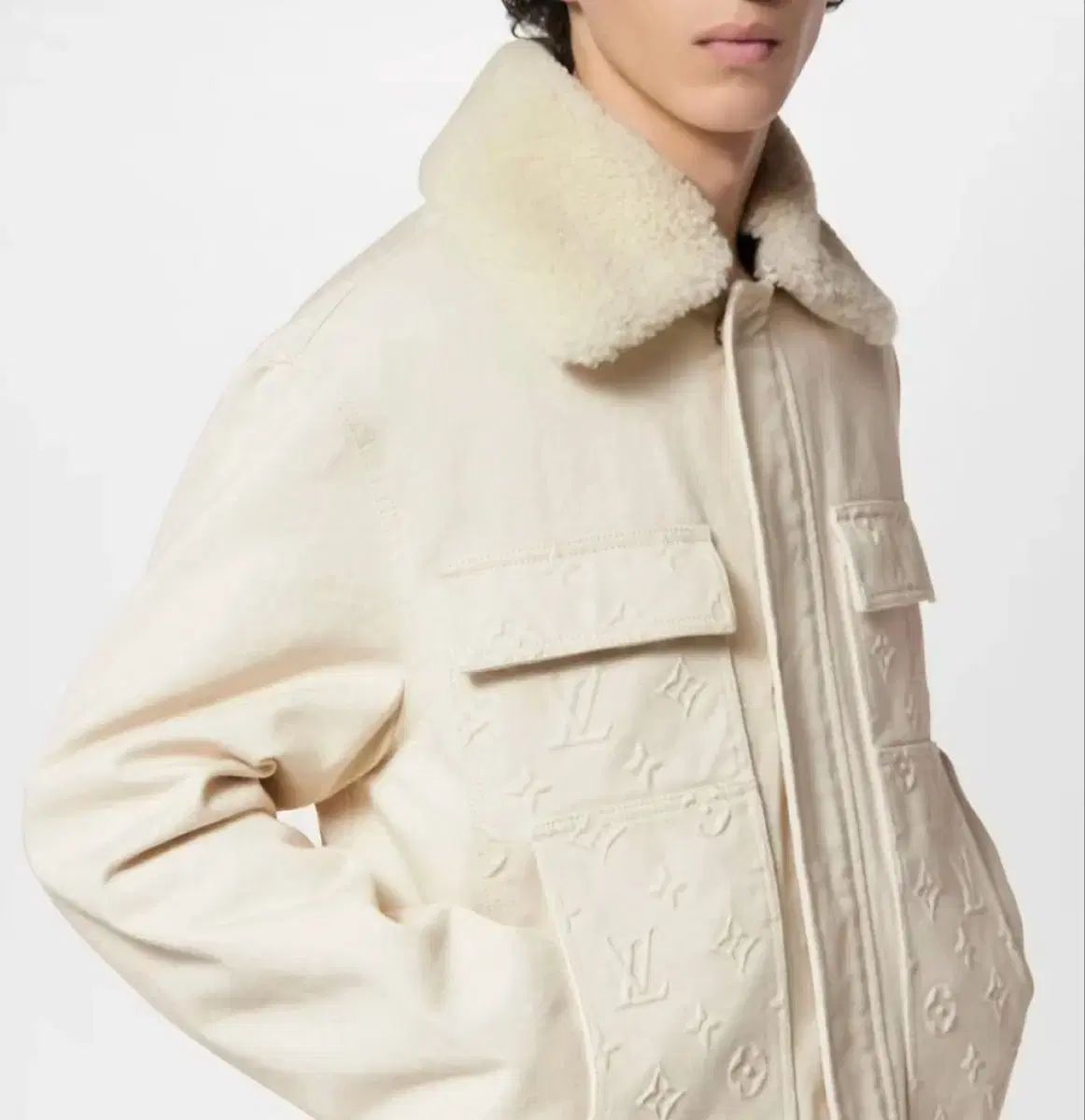 Louis Vuitton モノグラム ワークウェア Shearling デニム ジャケット 44サイズ