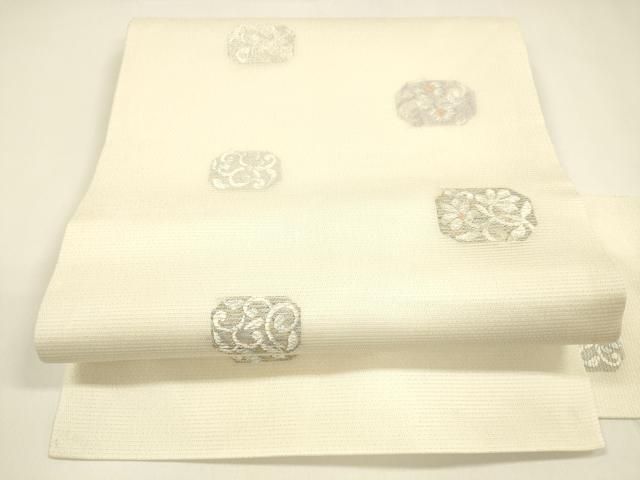 平和屋着物 夏物 九寸名古屋帯 唐織 花唐草文 金銀糸 正絹 cm