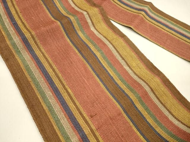 平和屋着物 夏物 八寸名古屋帯 紬地 間道 正絹 cm