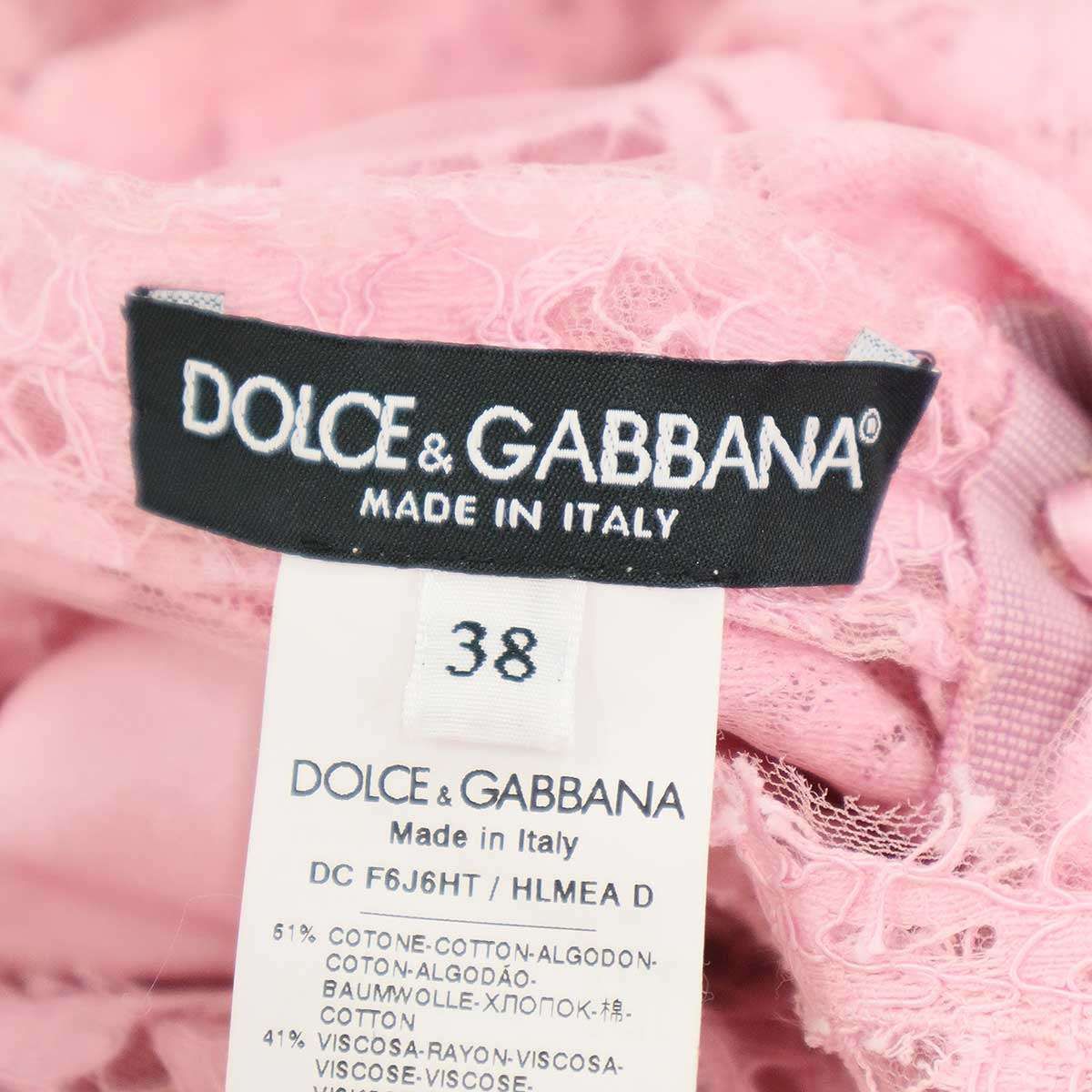  DOLCE-GABBANA ドルチェ＆ガッバーナ フラワーレース マキシドレスワンピース F 6 J HT HLMEA ピンク 38 長袖 七分袖 その他