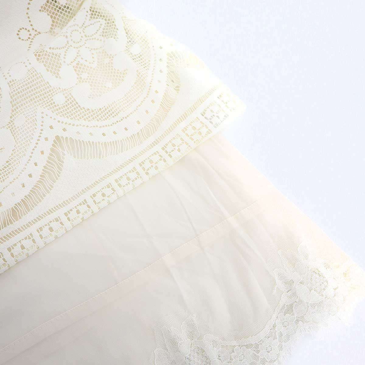  DOLCE-GABBANA ドルチェ＆ガッバーナ フラワーレースデザイン ドレスワンピース F 6 D 0 QZ HHMBC ホワイト 36 長袖 七分袖 その他